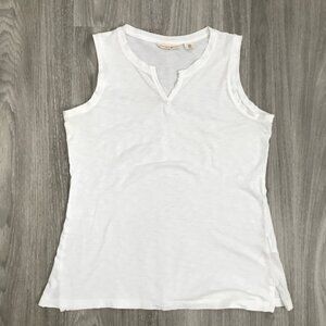 Christian Siriano White Sleeveless V Neck Slub Tee Womens XS